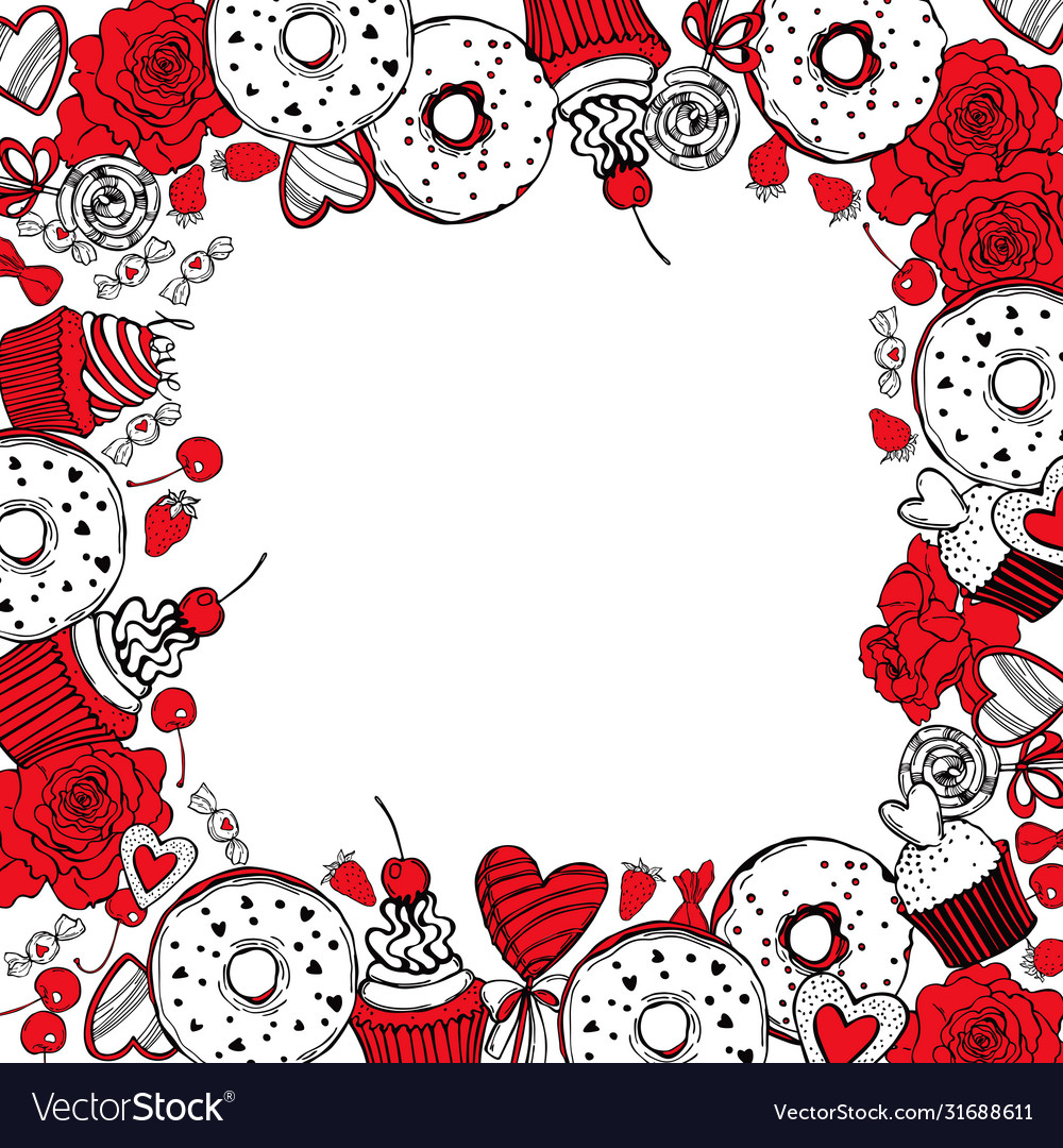 Hand drawn valentines day set background