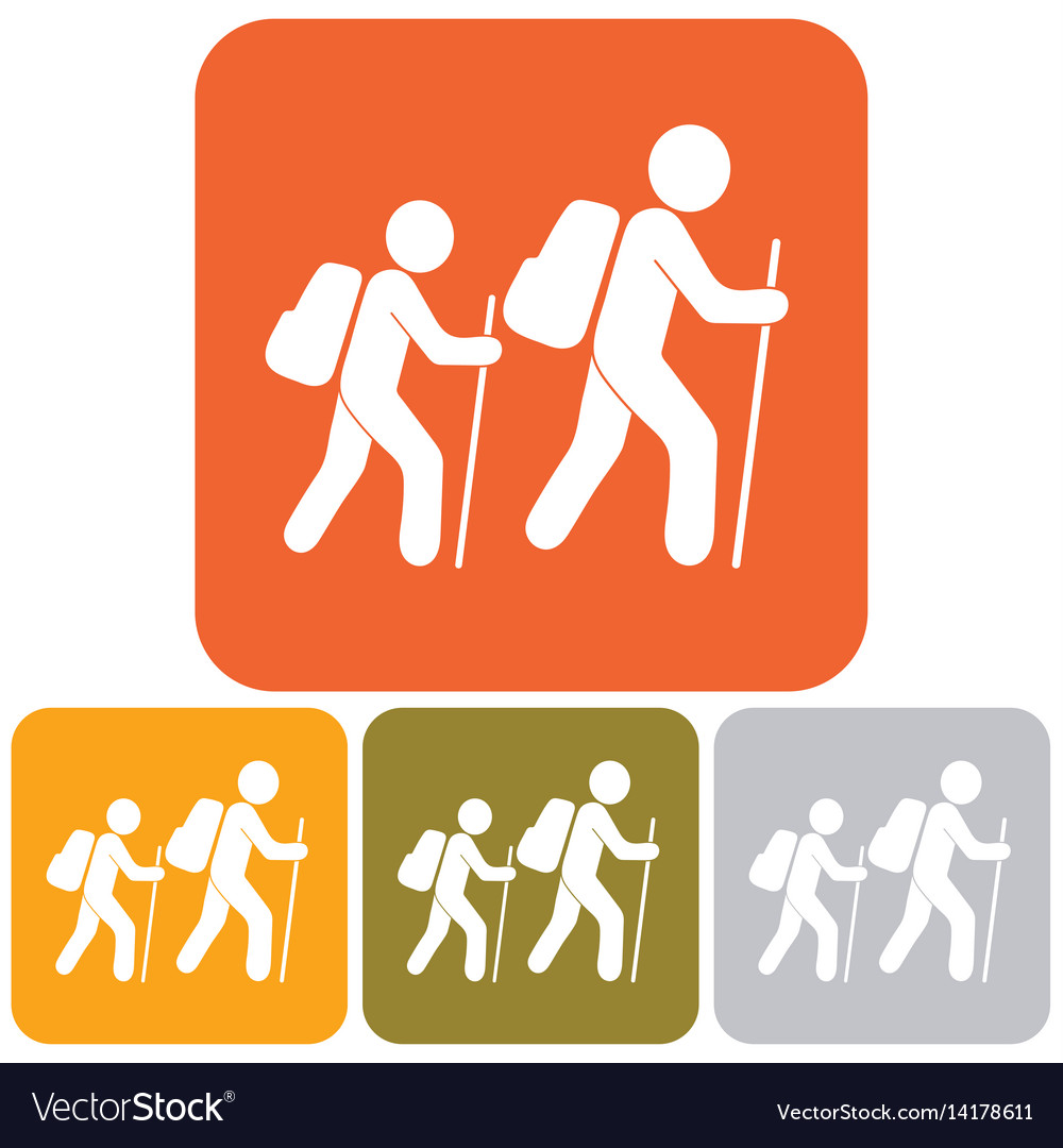 Hiking tourists icon Royalty Free Vector Image