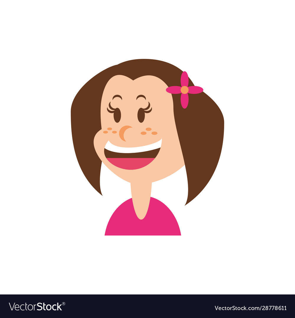 Isolated girl cartoon with brown hair