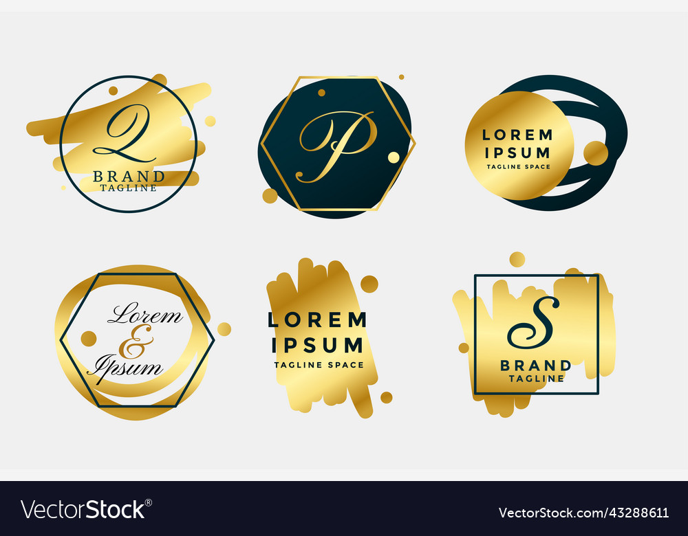 Luxury golden wedding monogram logos collection