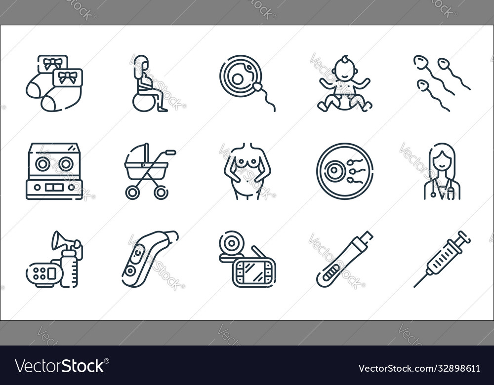 Maternity line icons linear set quality