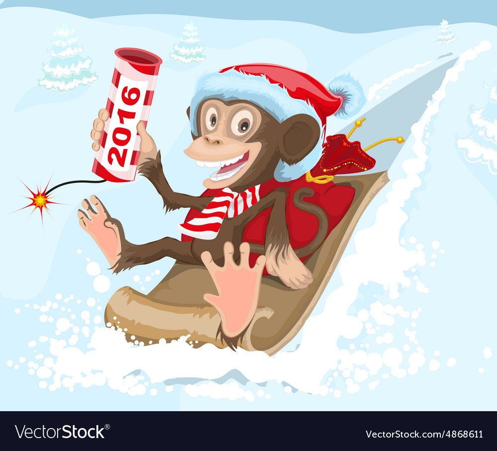 Merry Monkey on a Sled