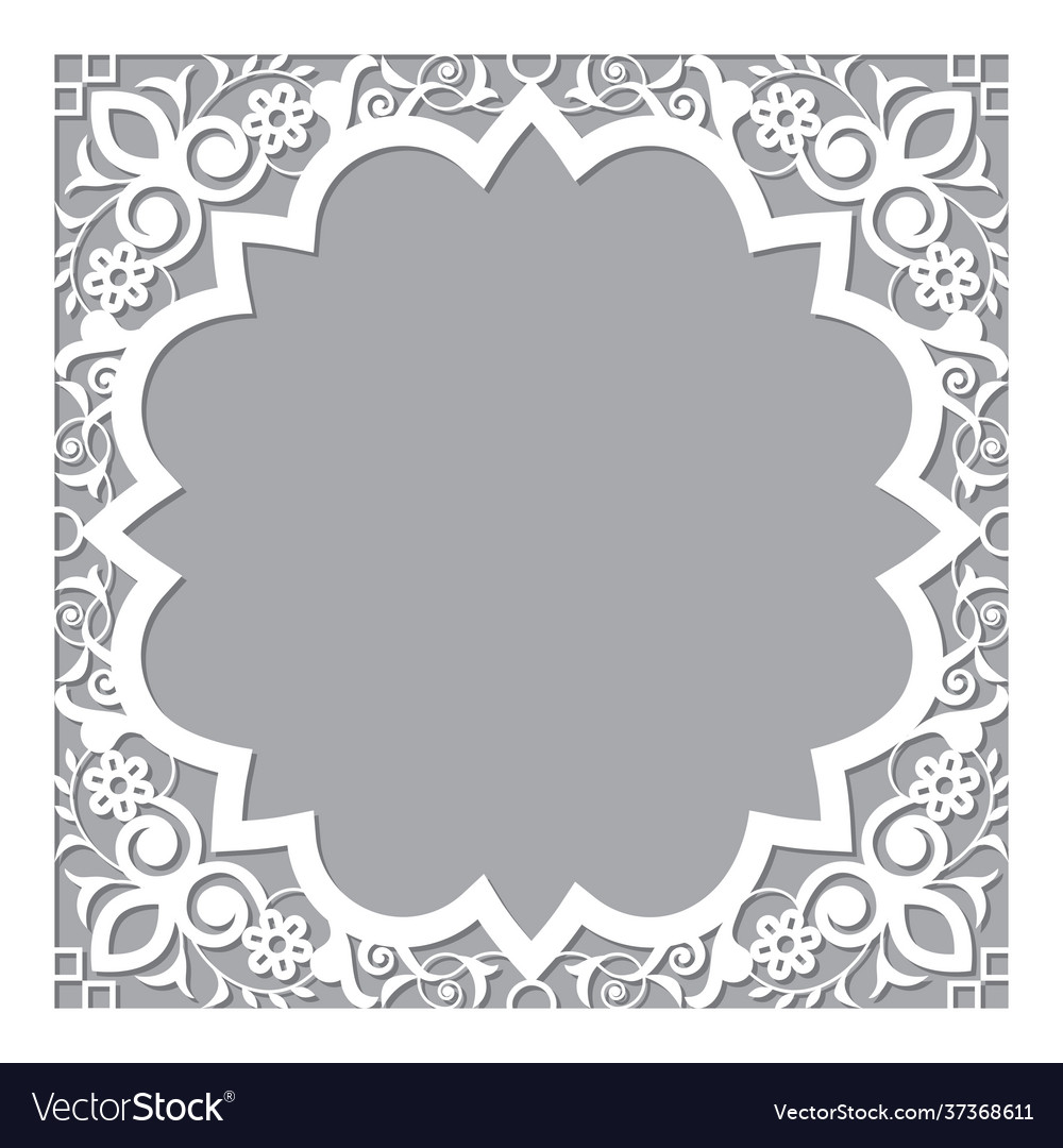 Moroccan carved style openwork frame Royalty Free Vector