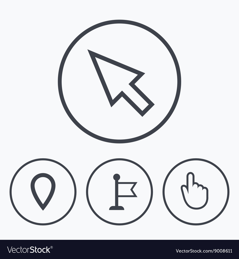 Mouse cursor icon hand or flag pointer symbols