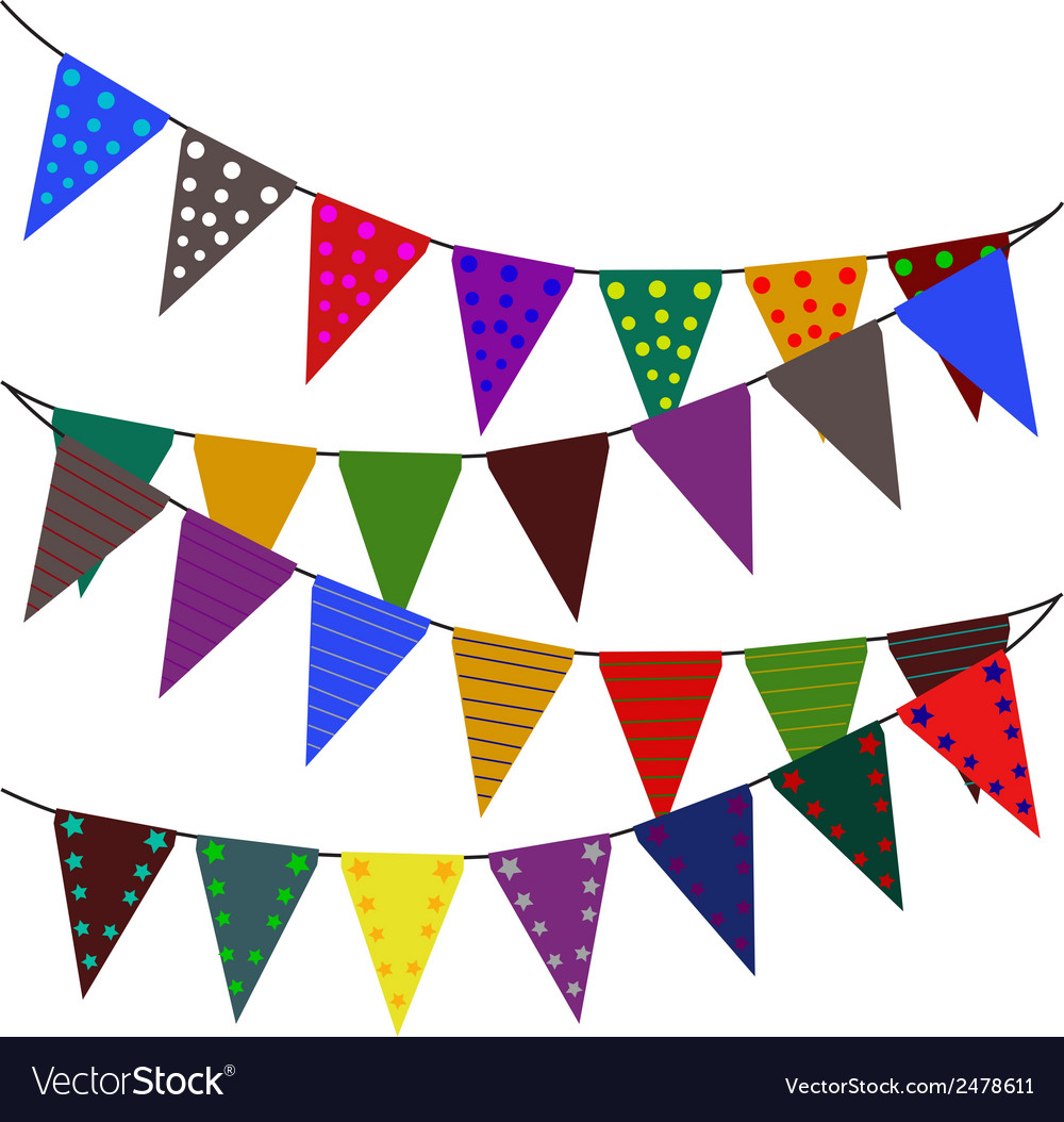 Multi colored triangular flags Royalty Free Vector Image