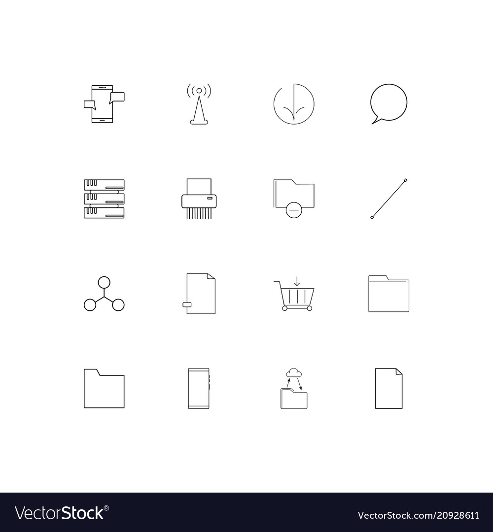 Network and database linear thin icons set