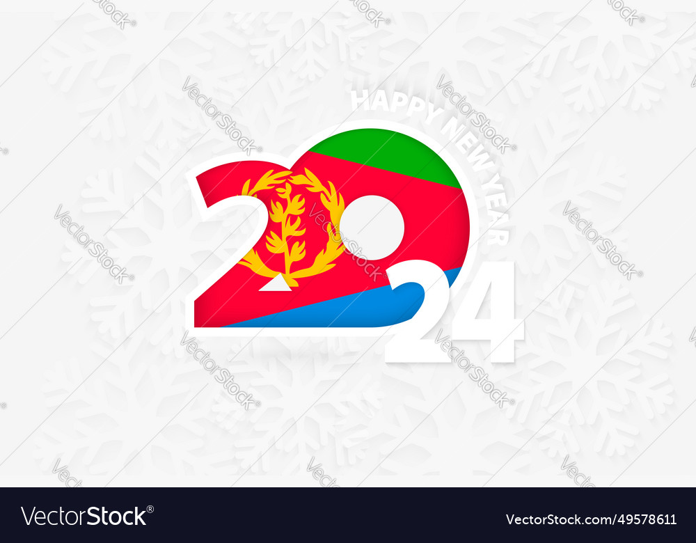 New year 2024 for eritrea on snowflake background