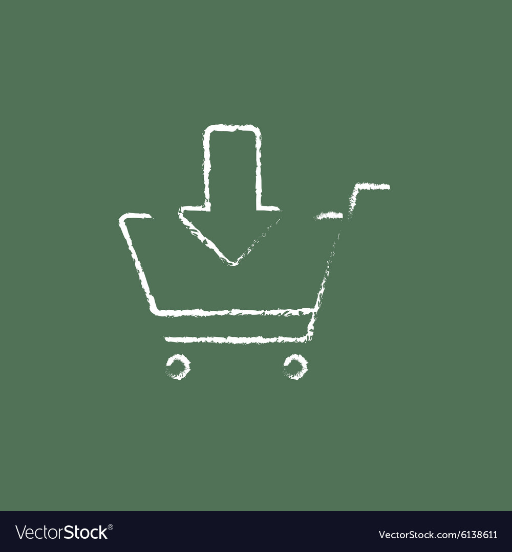 Online shopping cart icon drawn in chalk