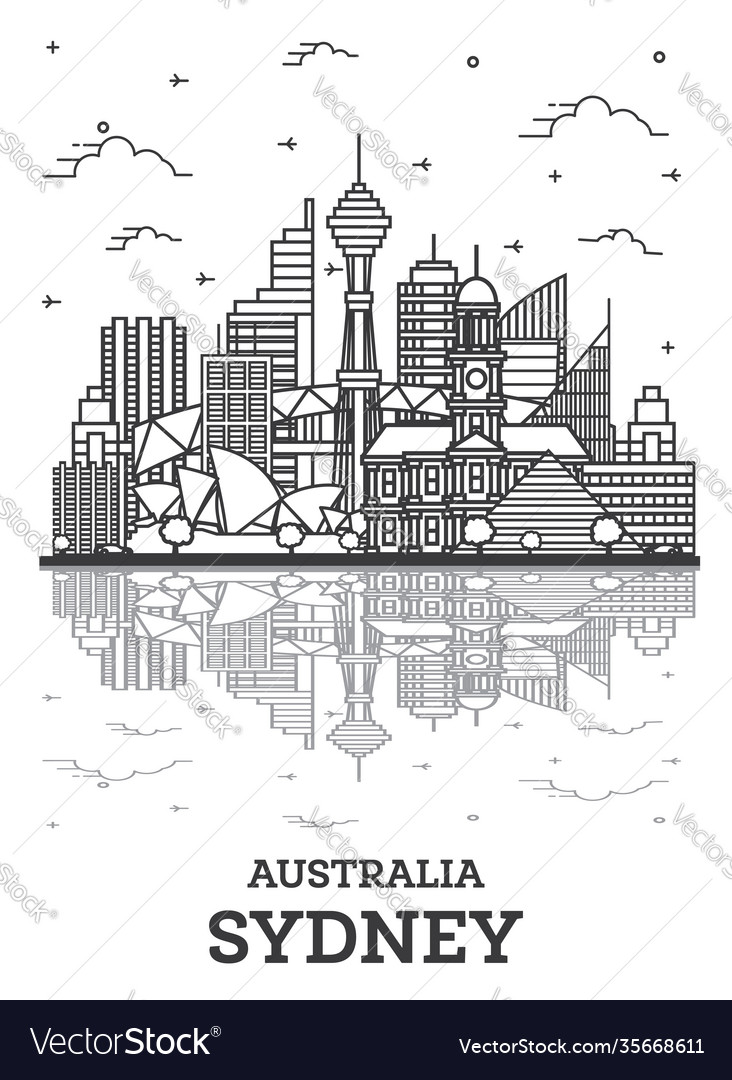 Outline sydney australia city skyline with modern Vector Image