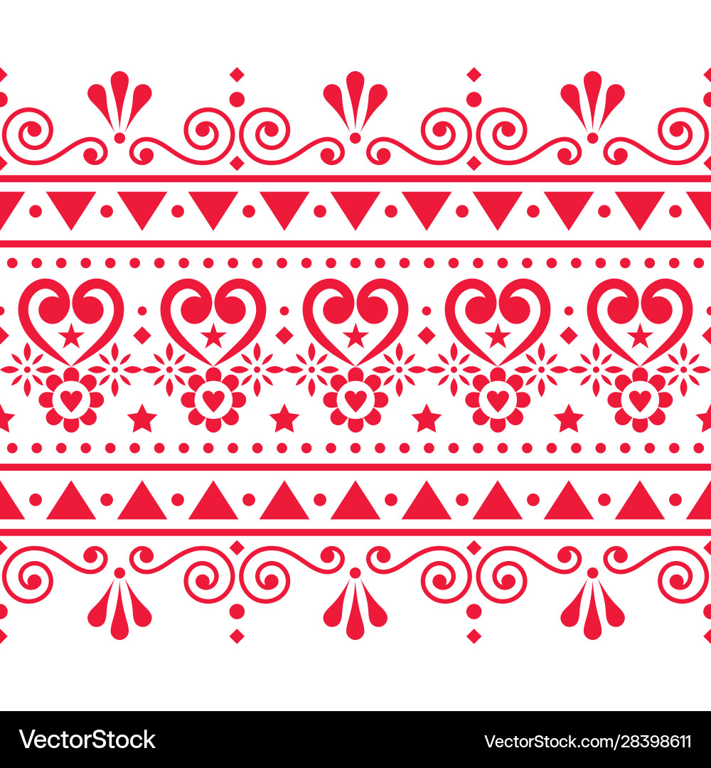Scandinavian seamless pattern folk art Royalty Free Vector