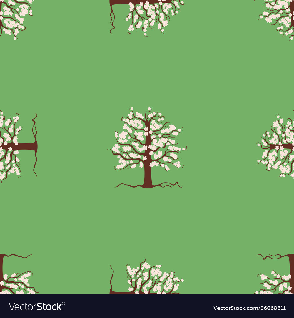 Seamless pattern blooming apple tree in spring