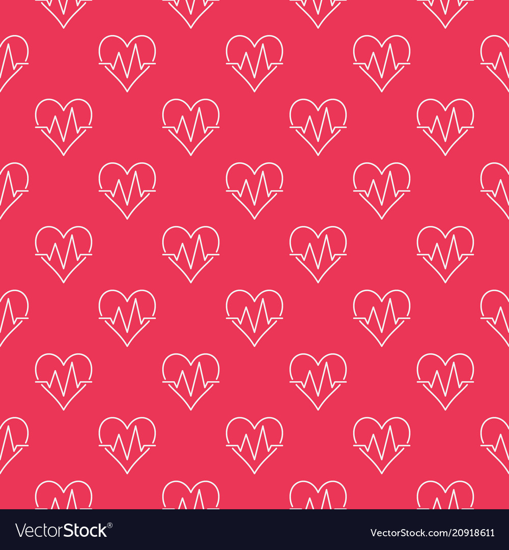 Seamless red pattern of heartbeat