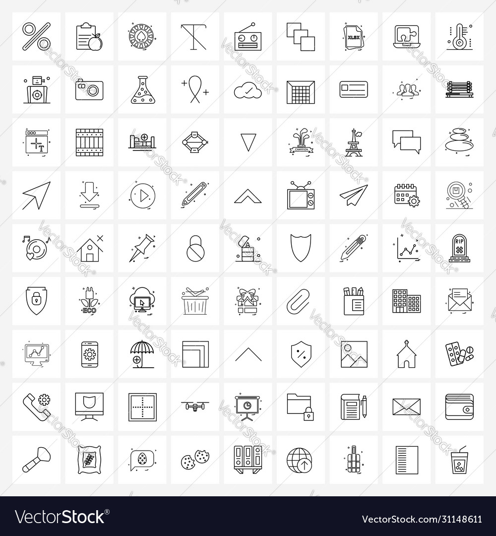 Set 81 simple line icons for web and print