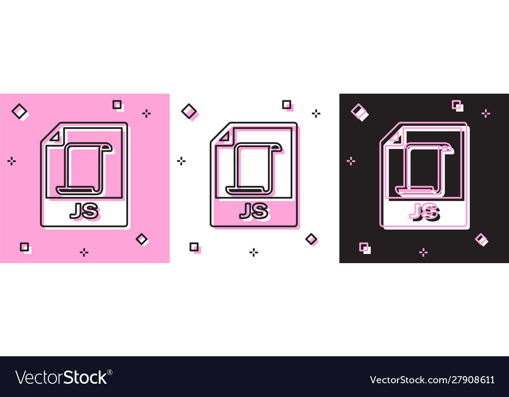 Set js file document download button icon vector image Set js file document download button icon