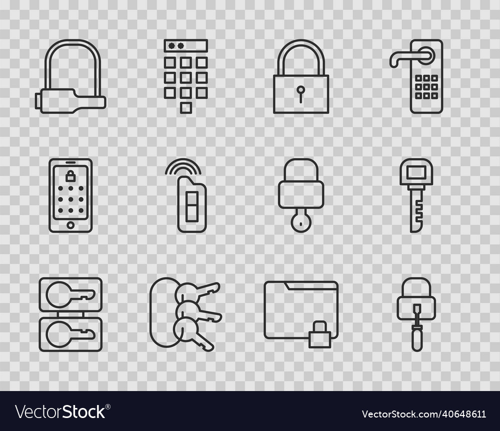 Set line casting keys lock picks for picking vector image Set line casting keys lock picks for picking