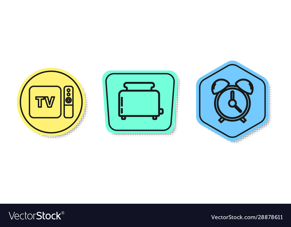 Set line tv box receiver and player with remote vector image Set line tv box receiver and player with remote