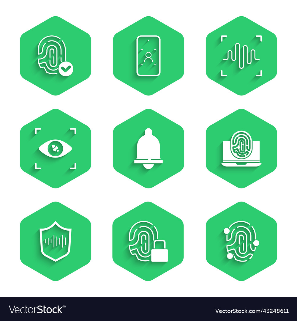 Set motion sensor fingerprint with lock laptop vector image Set motion sensor fingerprint with lock laptop