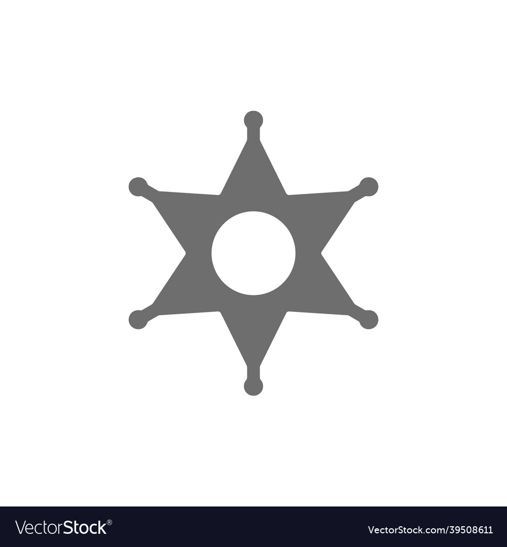 Sheriff badge police star grey icon isolated