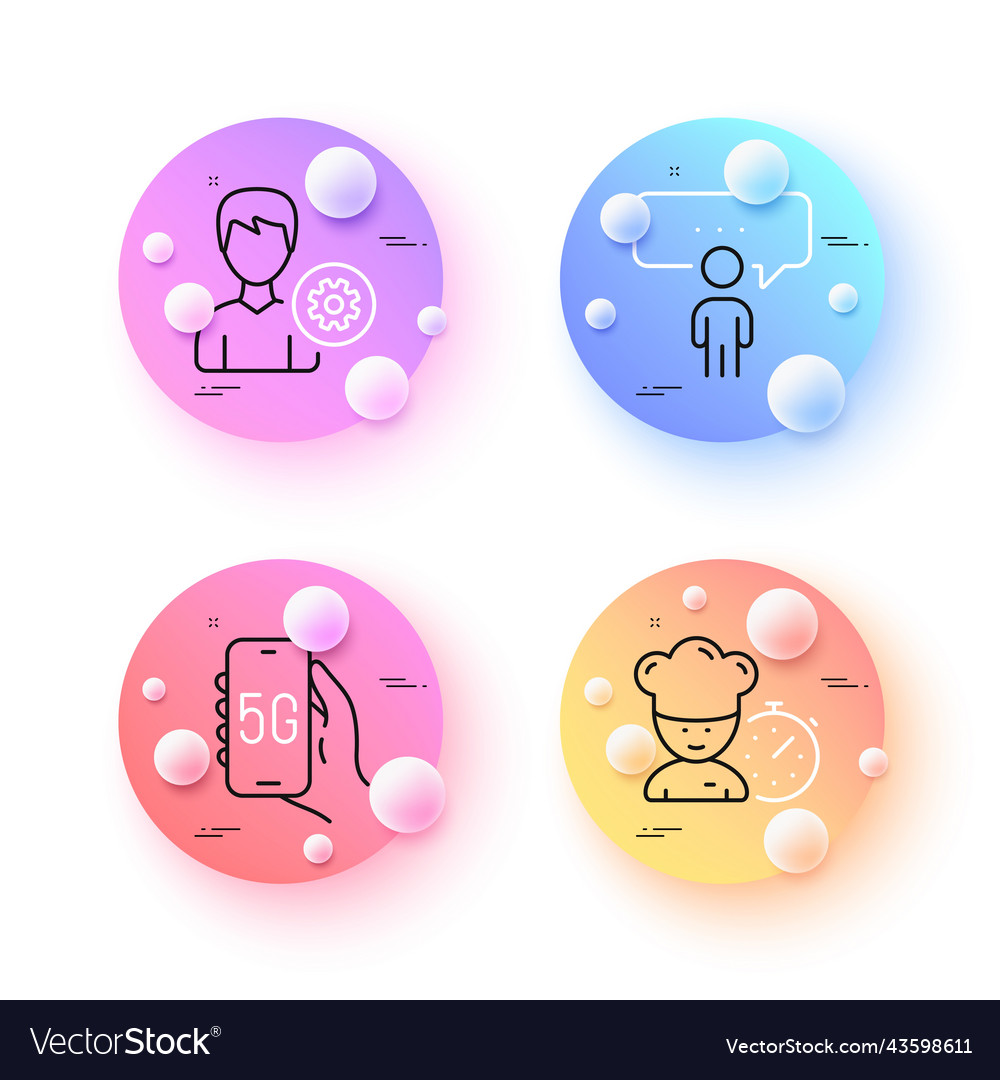 Support chef and 5g internet minimal line icons vector image Support chef and 5g internet minimal line icons