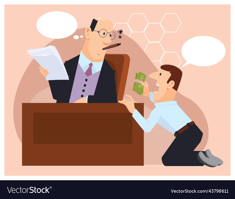 Sycophant In Front Of Boss For Internet Royalty Free Vector