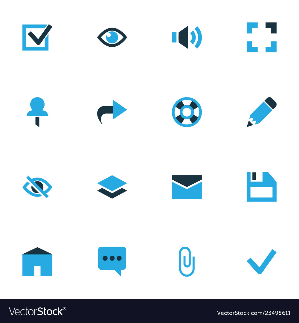 User icons colored set with edit floppy disk eye vector image User icons colored set with edit floppy disk eye
