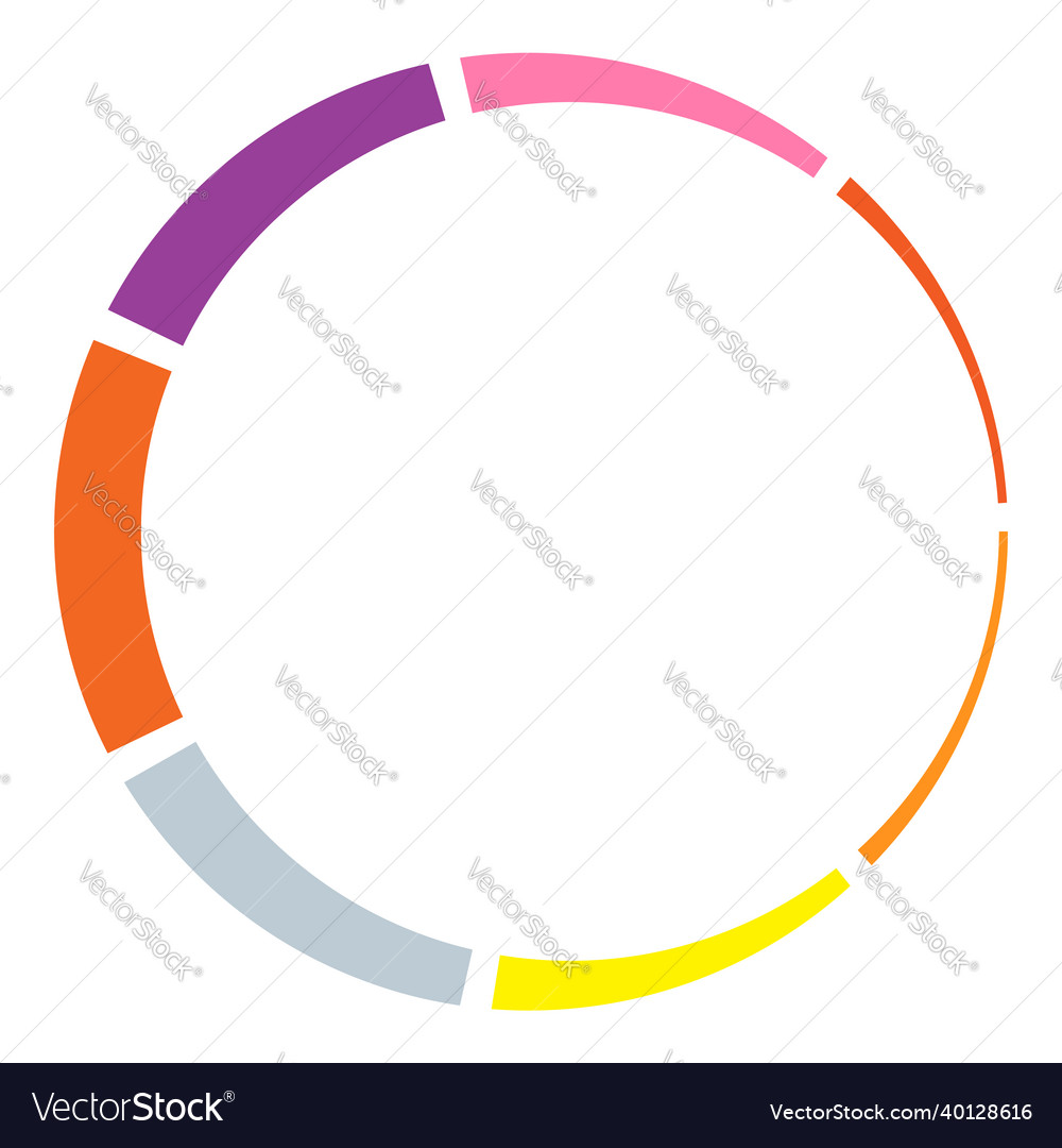 7 part section segmented circle abstract dashed