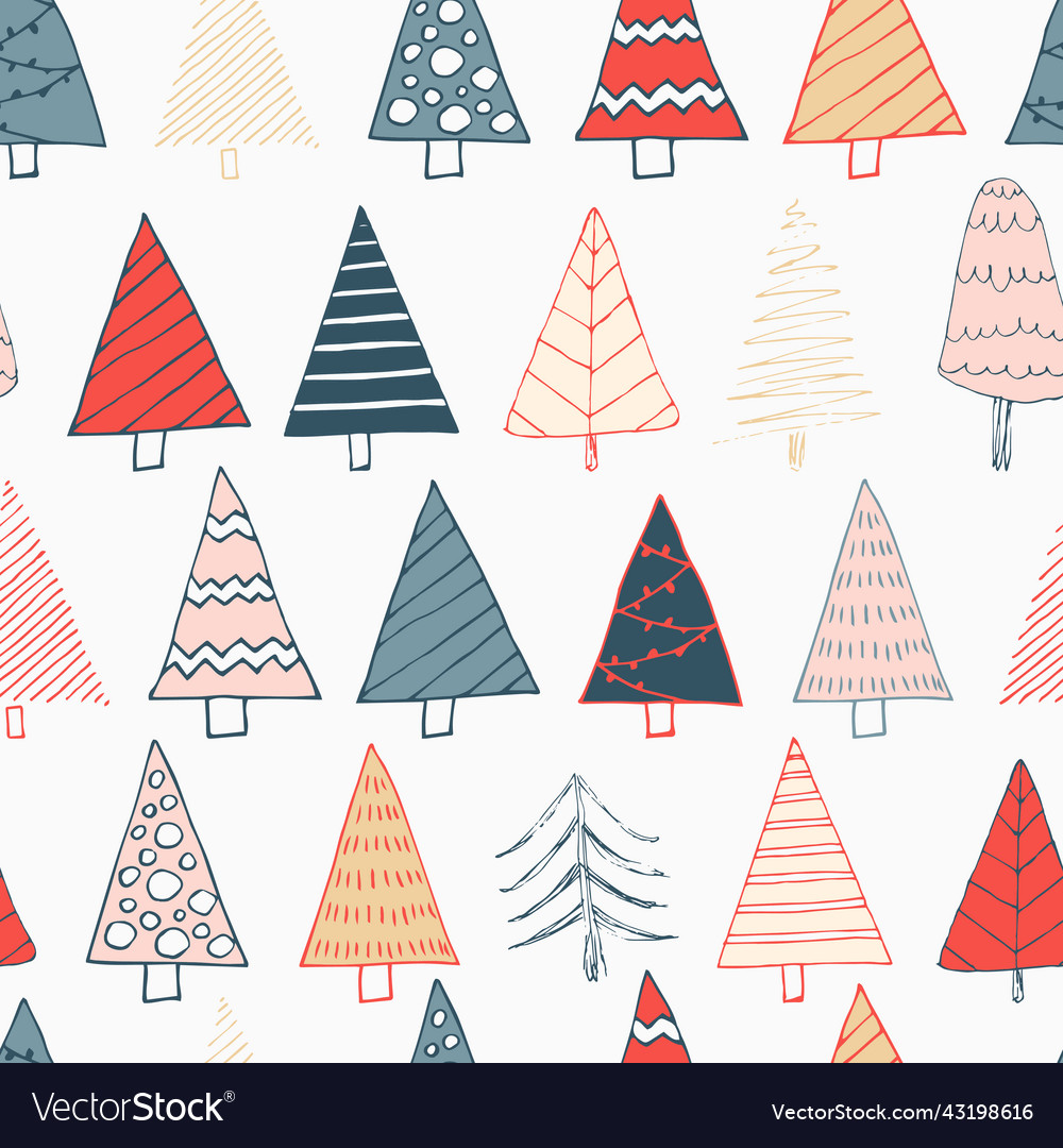 Christmas seamless pattern with trees Vector Image Christmas seamless pattern with trees