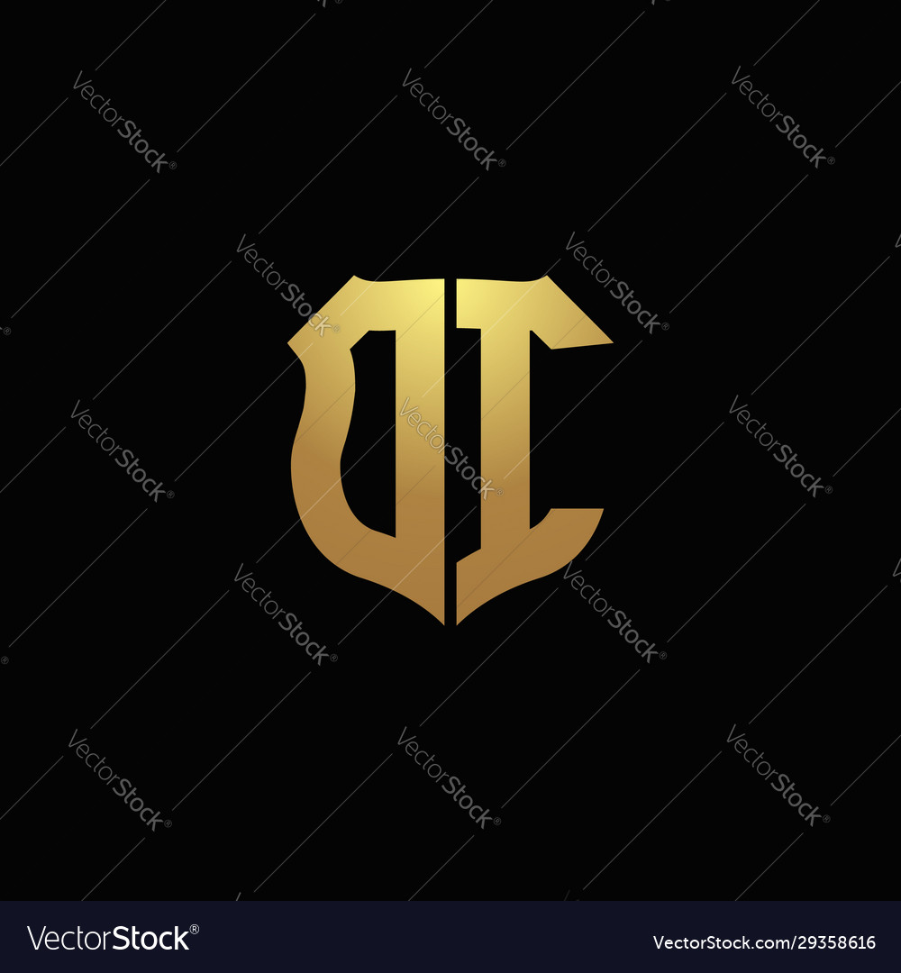 Di logo monogram with gold colors and shield Vector Image