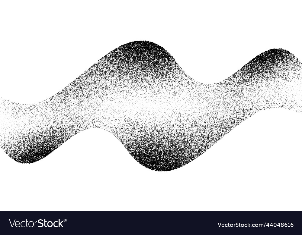 Dotwork wave pattern background black noise vector image Dotwork wave pattern background black noise