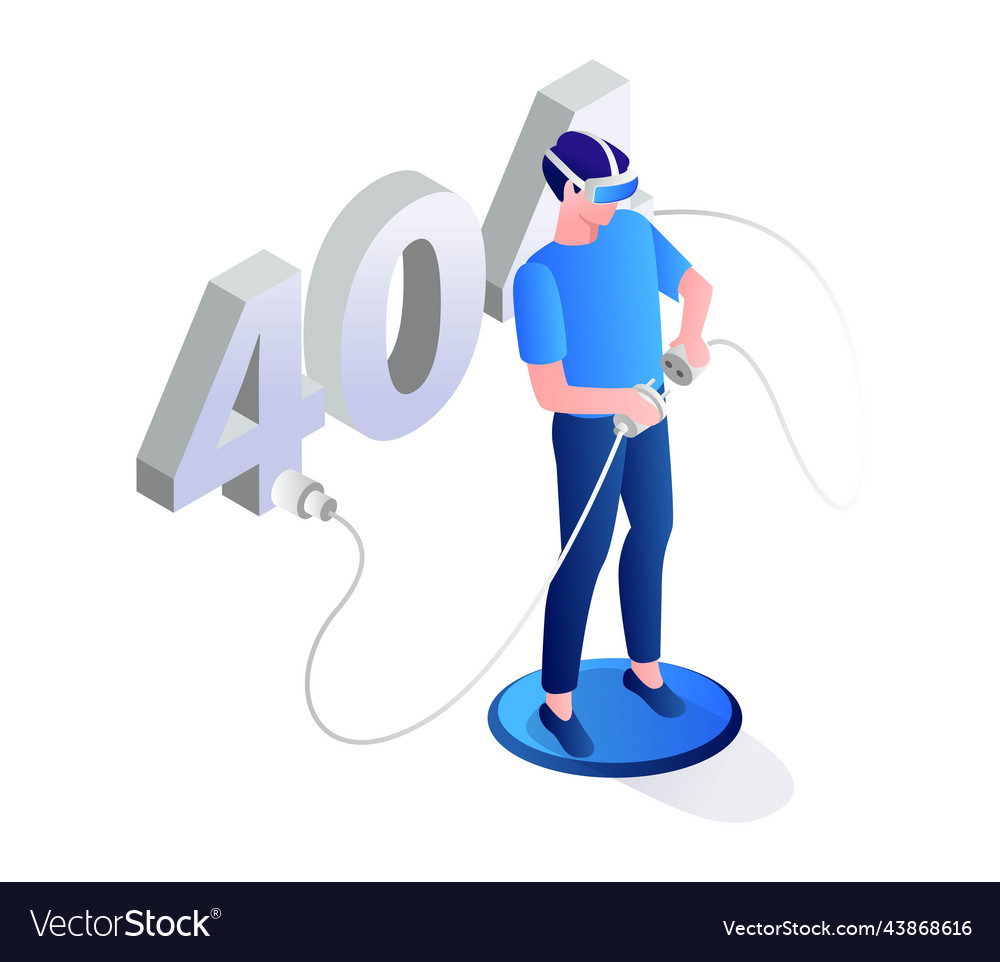 Error 404 with virtual reality vector image Error 404 with virtual reality