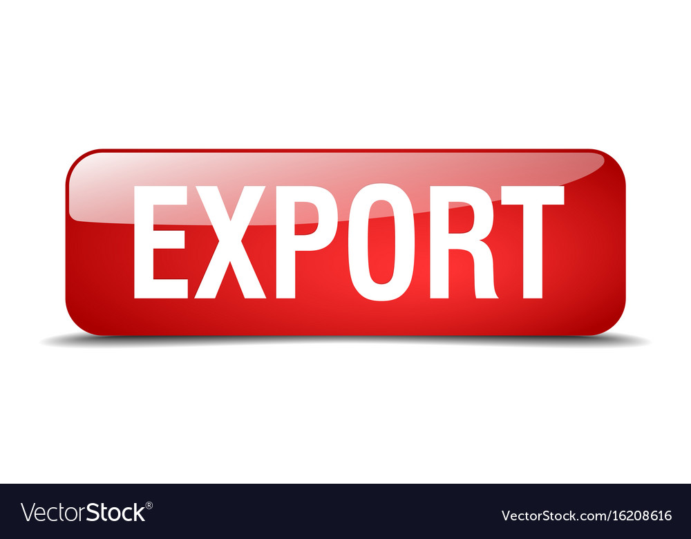 Export red square 3d realistic isolated web button