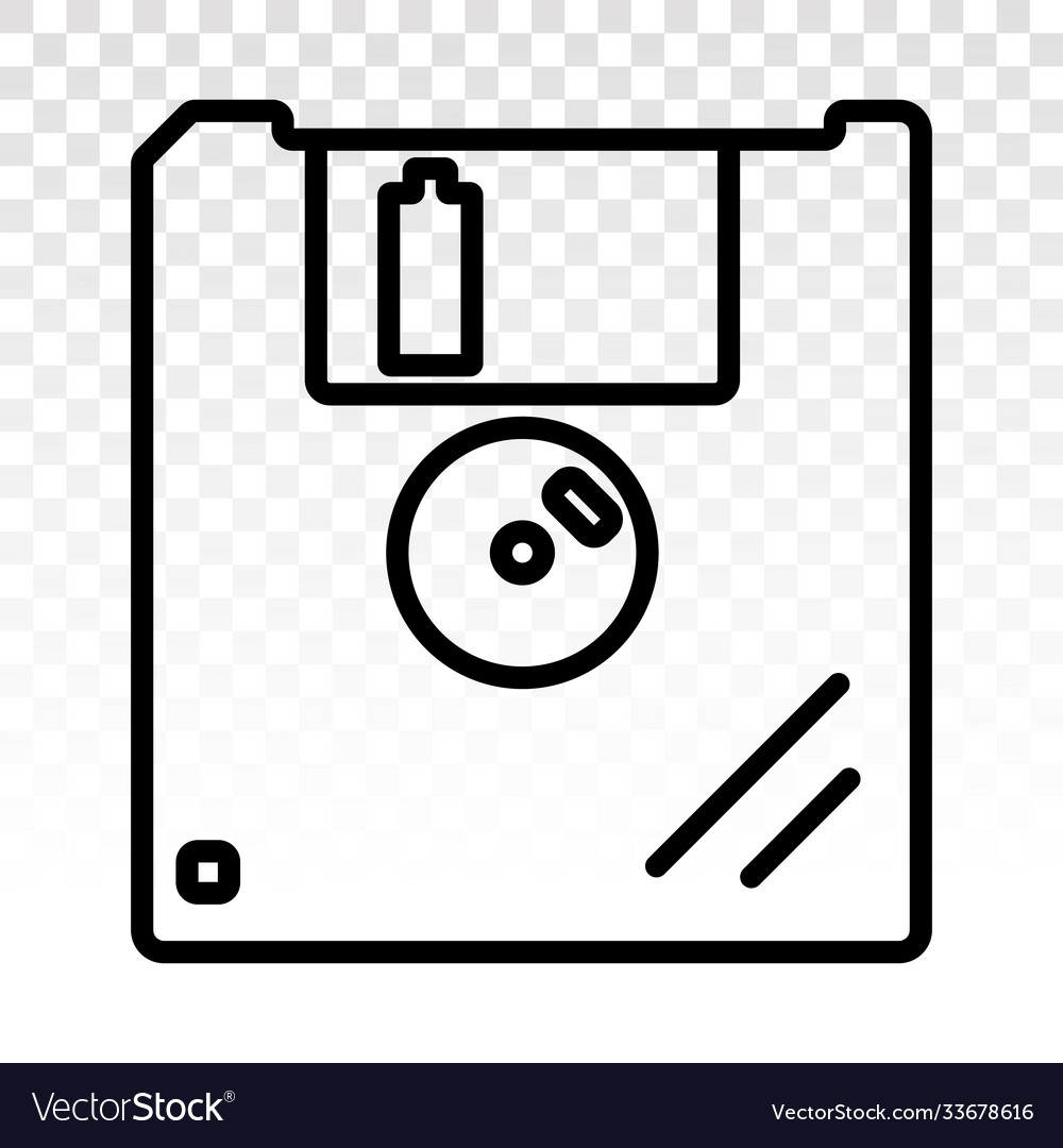 Floppy disk or save line art icon for apps vector image Floppy disk or save line art icon for apps