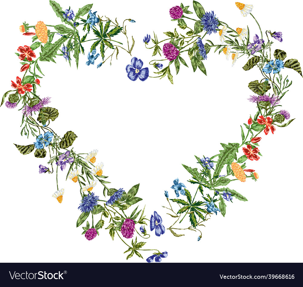Floral Heart with Wildflowers