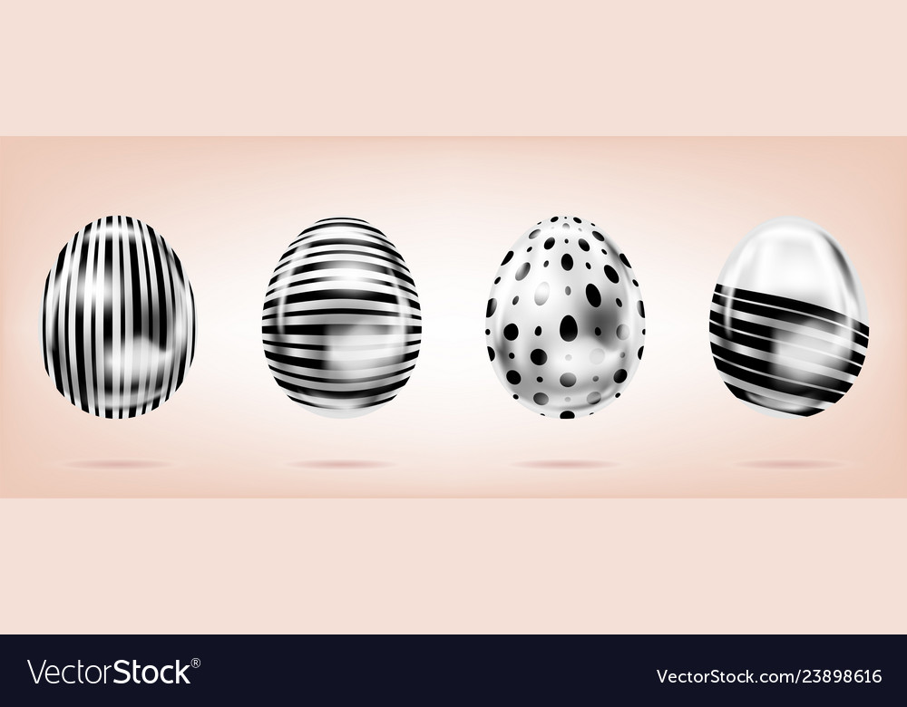 Four silver eggs on the pink background isolated