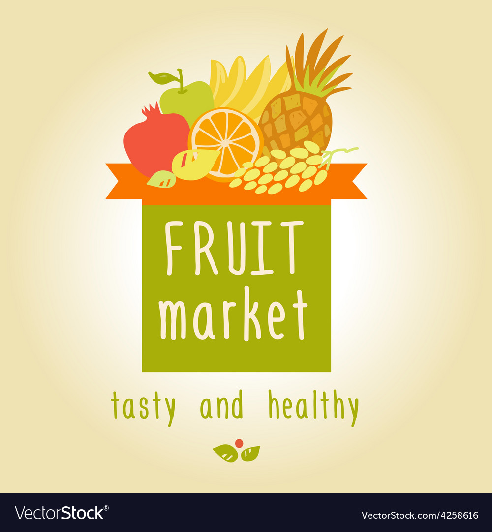 fruit market tasty and healthy editable template vector image