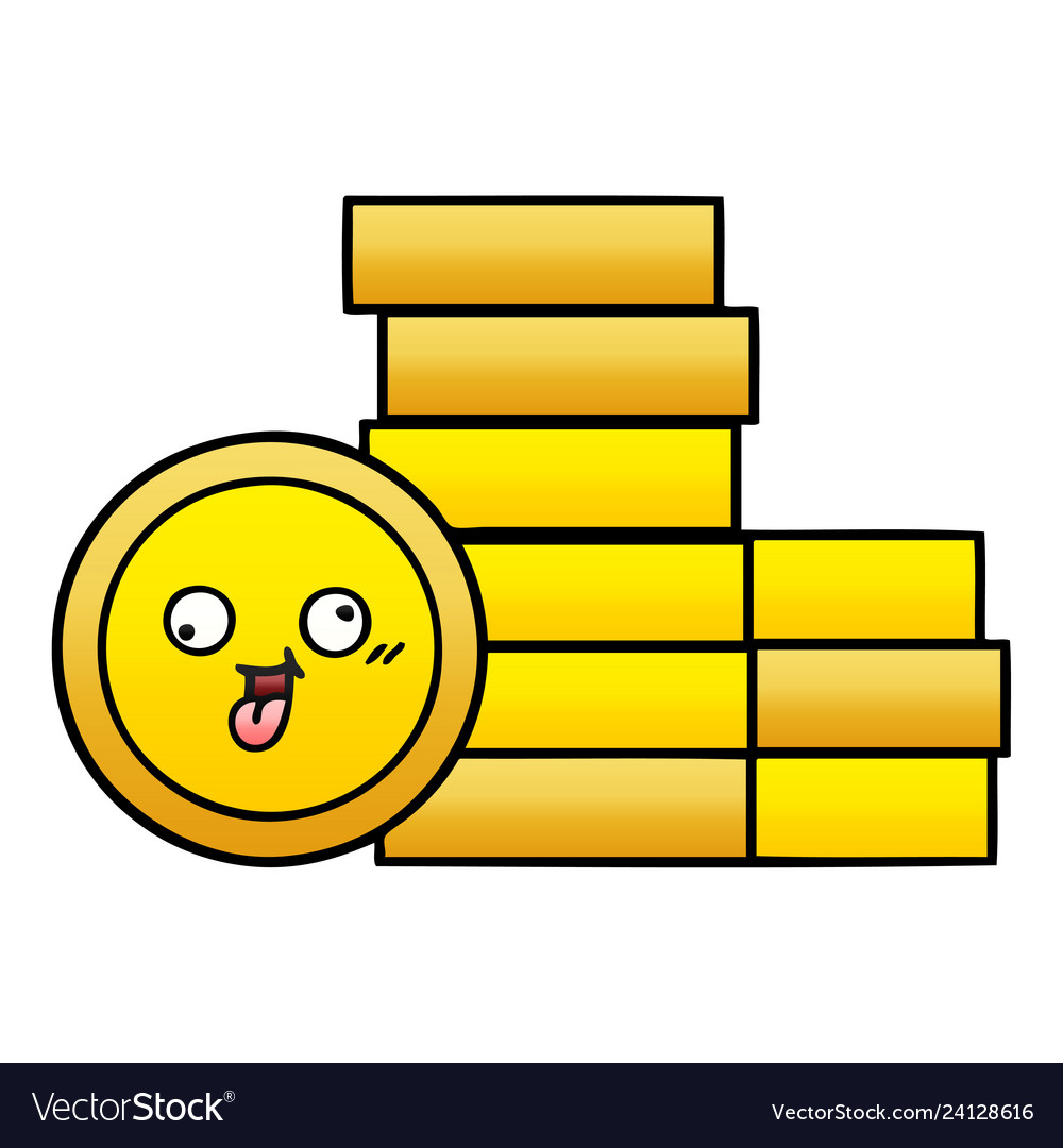 Gradient shaded cartoon coins Royalty Free Vector Image