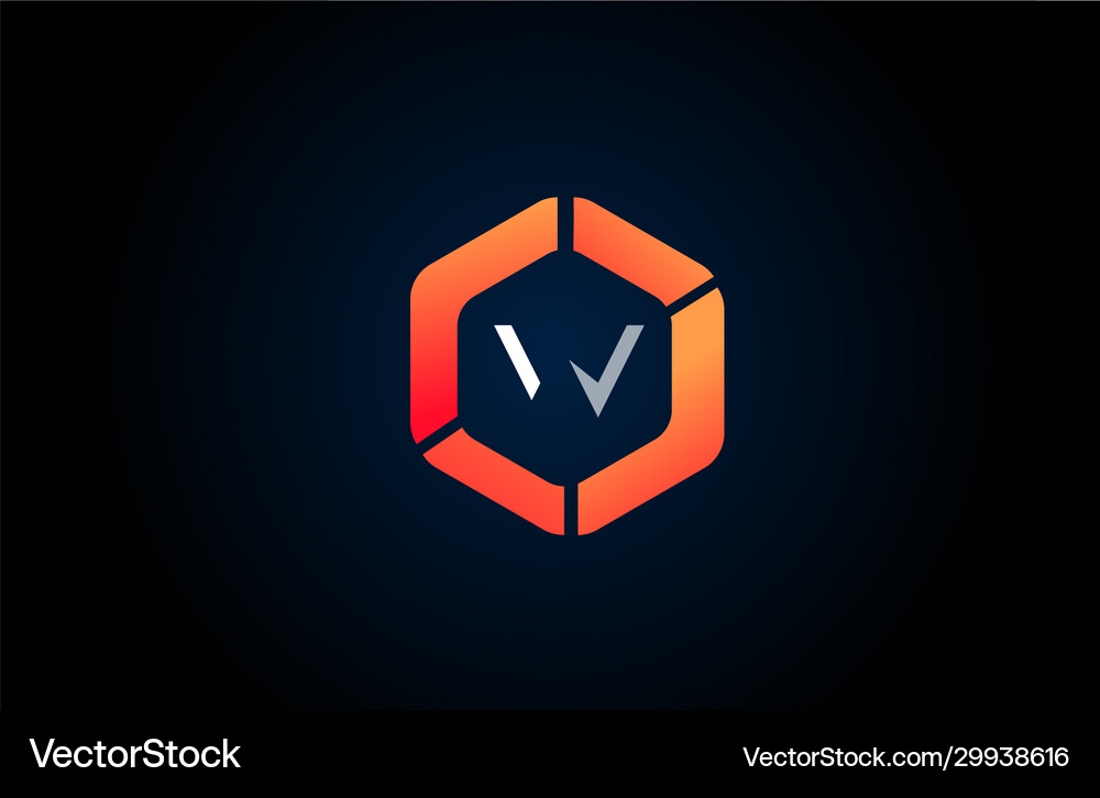 Orange white polygon w letter alphabet logo Vector Image