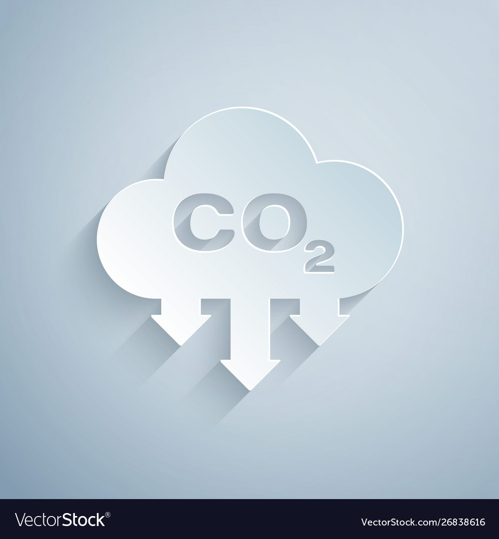 Paper cut co2 emissions in cloud icon isolated