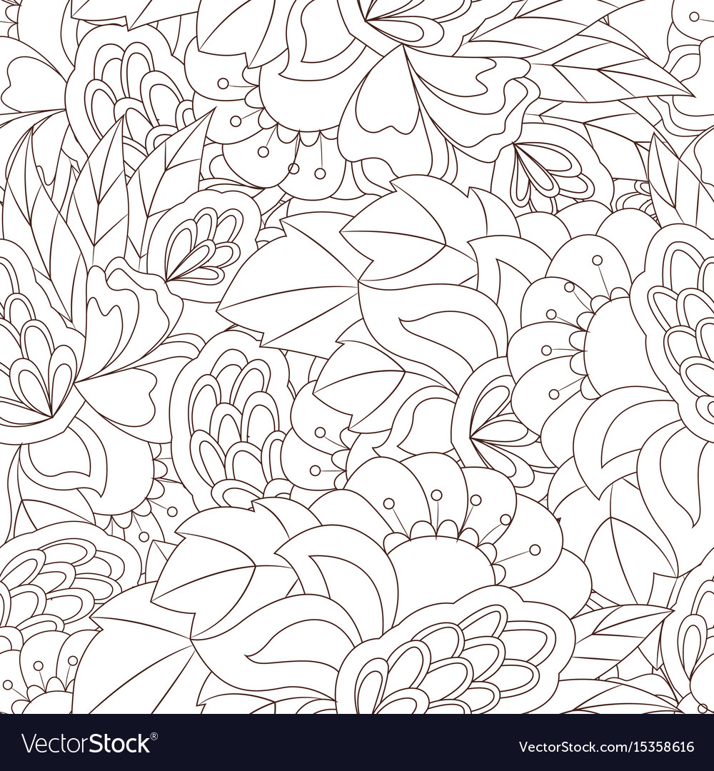 Seamless pattern with abstract flower elements