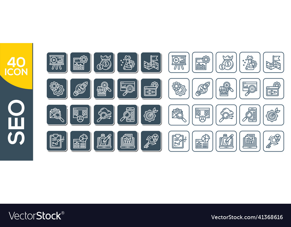 Seo optimization icons set of line Vector Image Seo optimization icons set of line