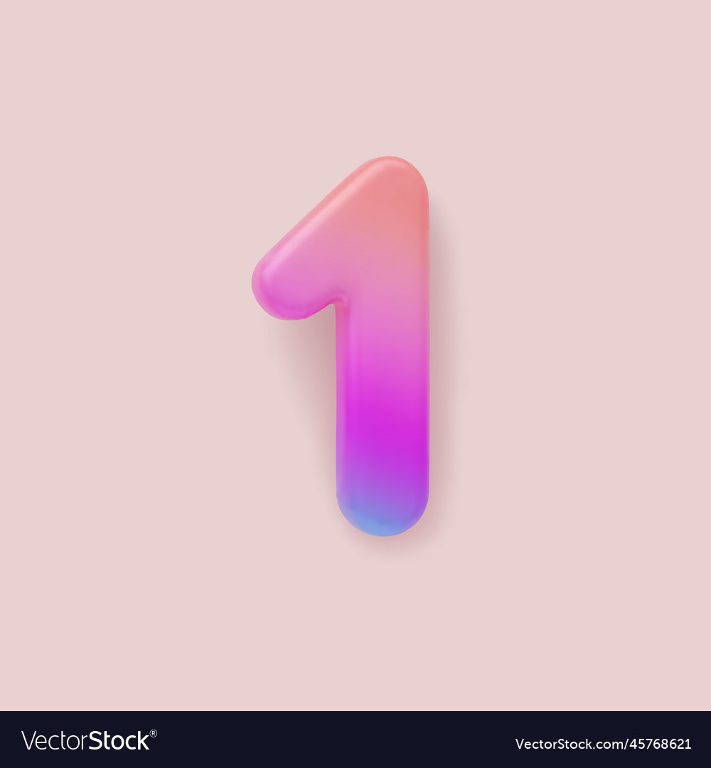 3d colorful gradient number 1 on a light