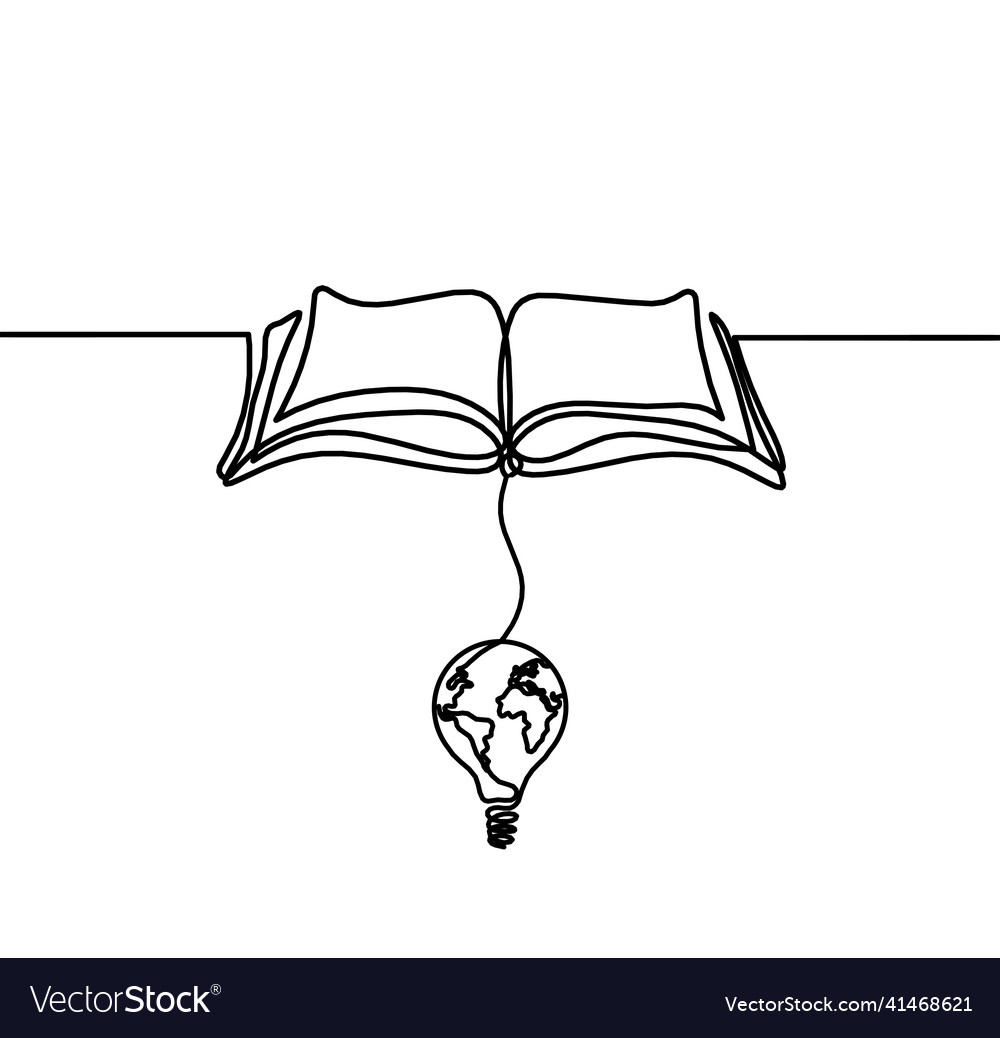 Abstract book with globe lightbulb as line