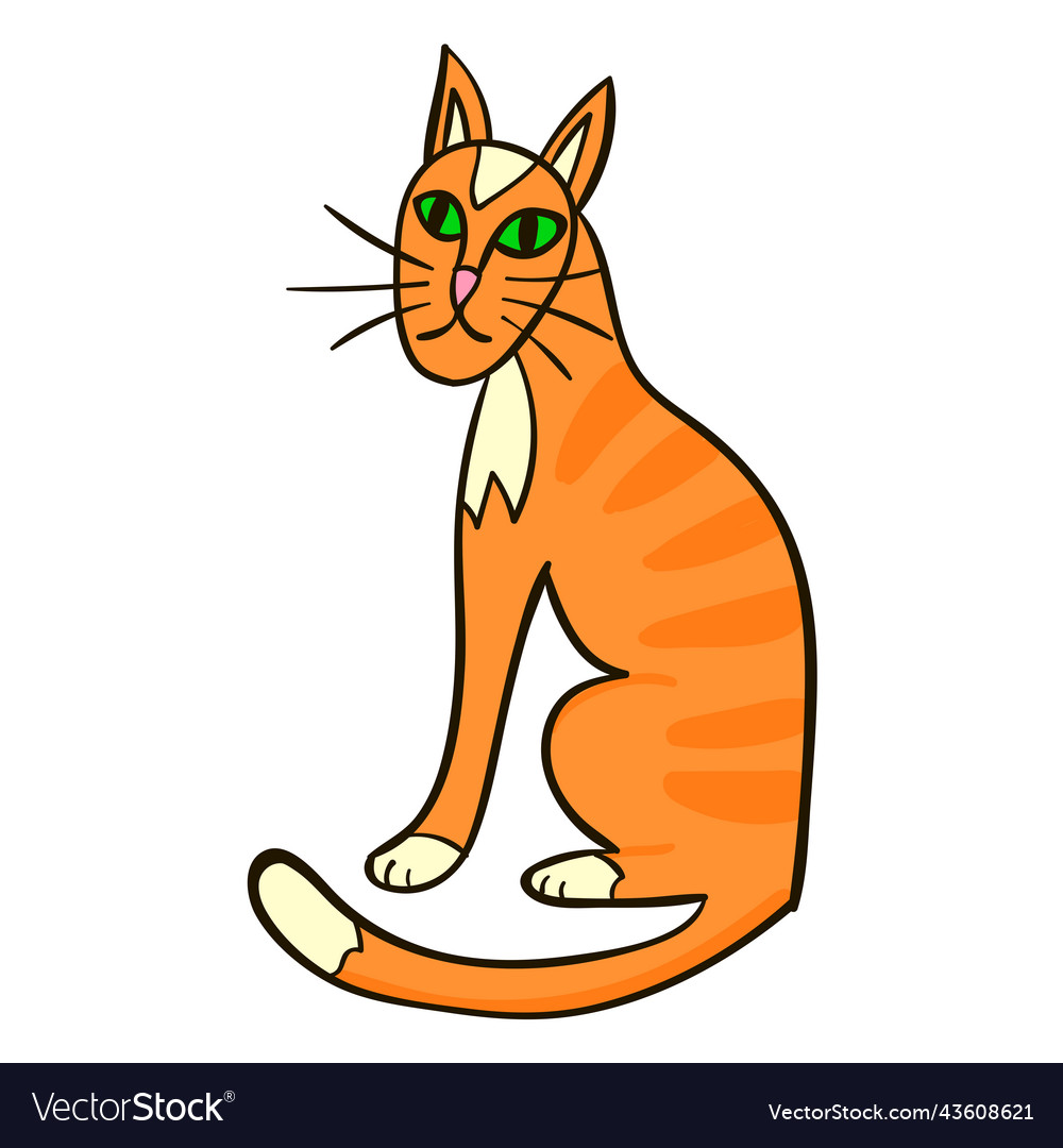 Cartoon orange cat isolated on white background Vector Image