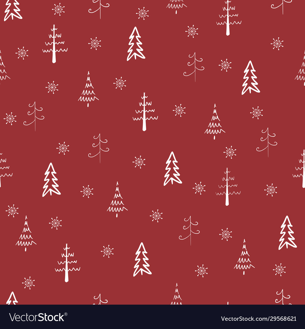 Christmas tree and snowflake seamless repeat vector image Christmas tree and snowflake seamless repeat