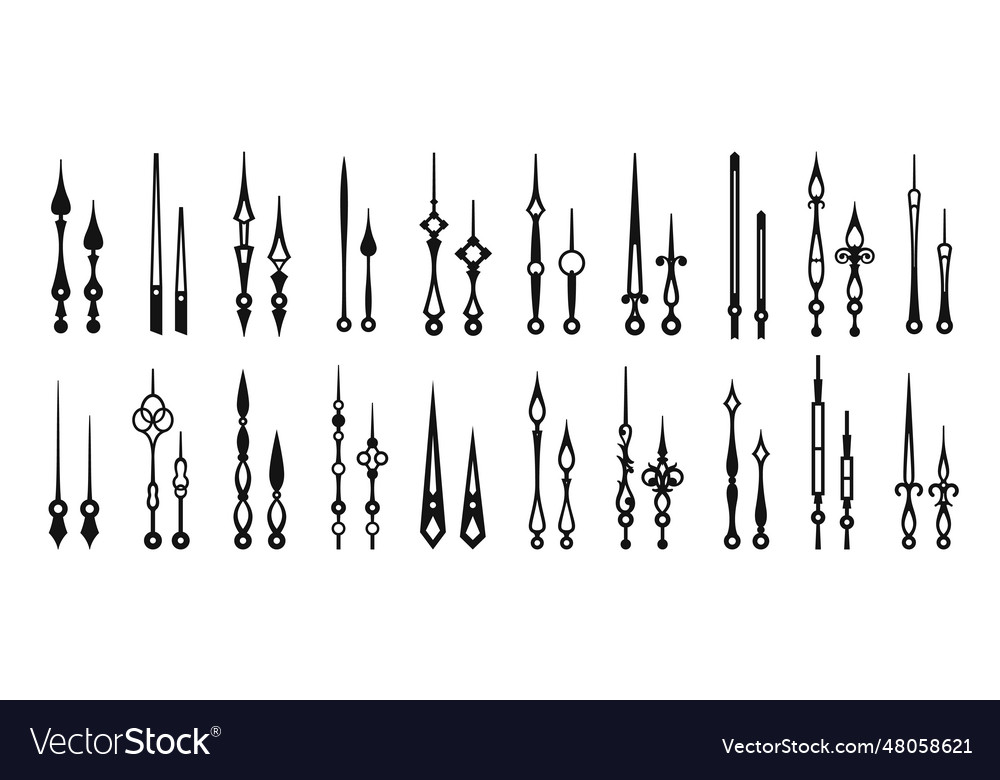 Clock hands time black pointers watch arrows Vector Image