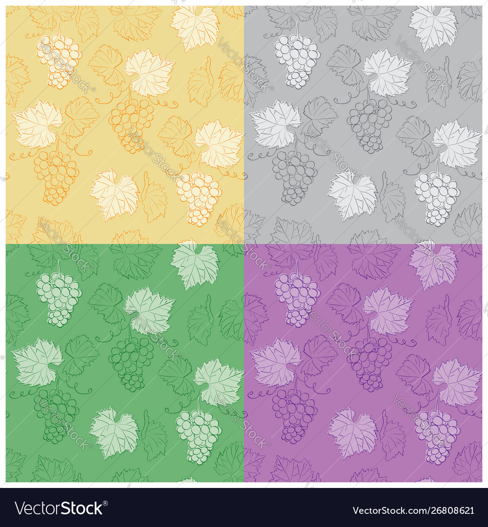 Color seamless patterns with grapes - background vector image Color seamless patterns with grapes - background