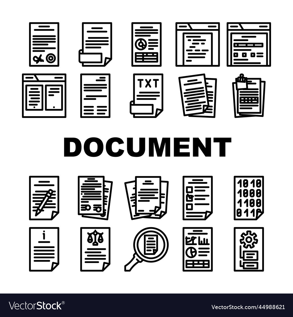 Document business file office icons set Vector Image Document business file office icons set