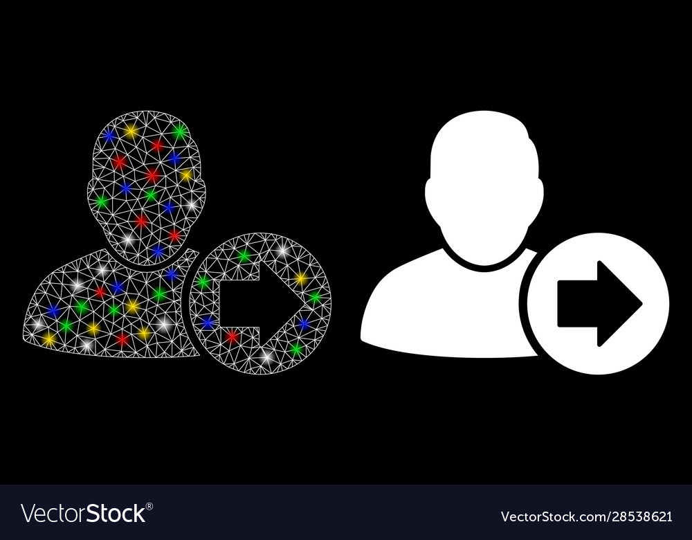 Glowing mesh 2d next user icon with light spots