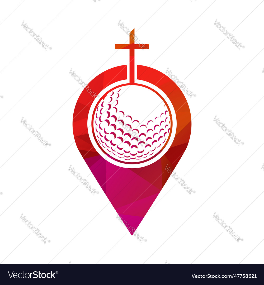 Golf ball and christianity cross inside a shape