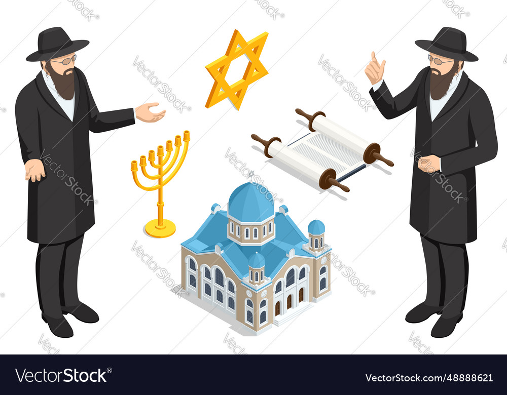 Hanukkah jewish festival isometric judaism Vector Image